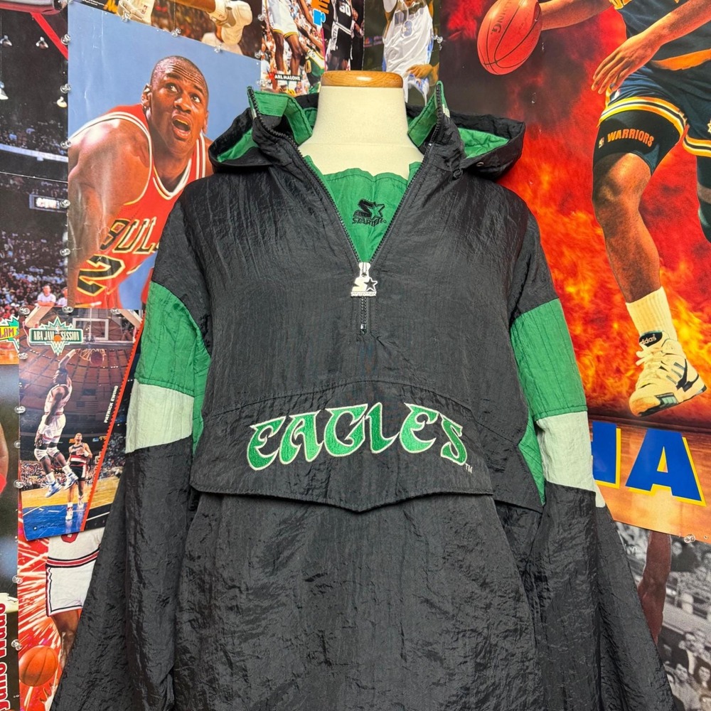 Vintage 90s Philadelphia Eagles Kelly Green NFL Starter Puffer Jacket Sz 2XL